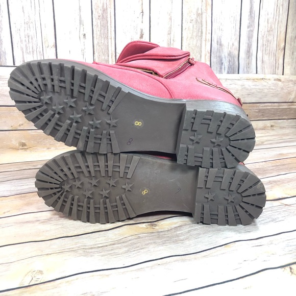 Karkein red moto combat layered boots boho NWOT - Picture 7 of 8